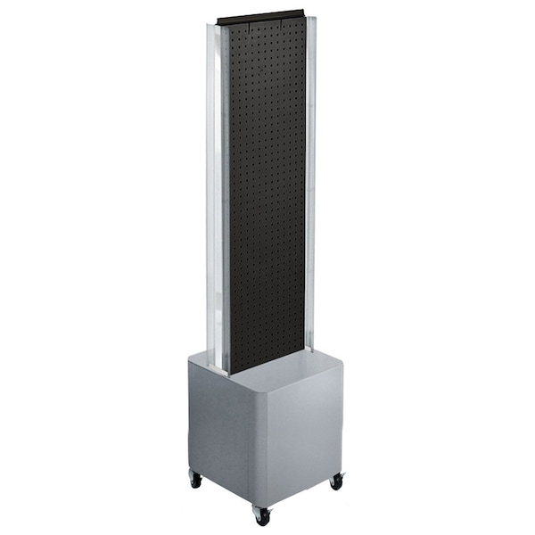 Two-Sided Pegboard Floor Display on Studio Base w/ C-Channels. Panel Size: 13.5''W x 44''H